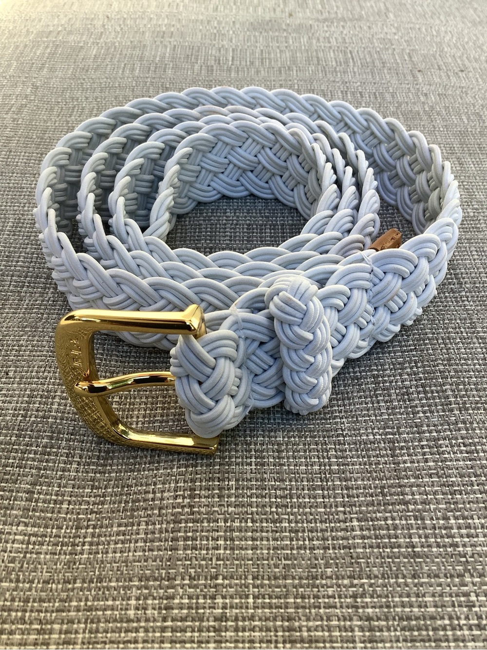 Ralph Lauren white Braided Belt with Gold-Tone Buckle